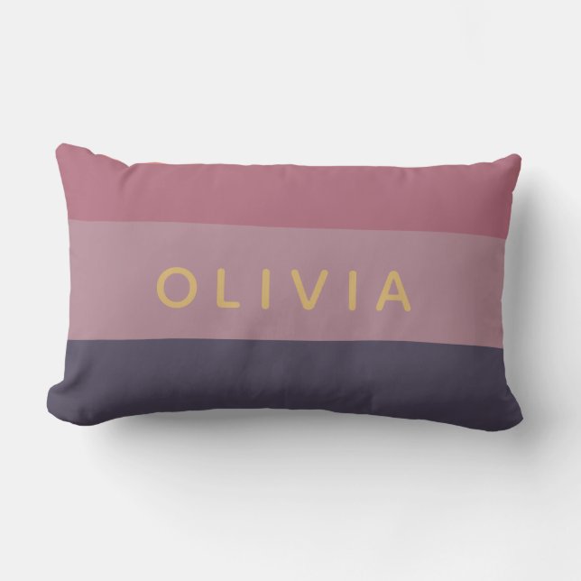 Dusty Mauve Colour Block Custom Monogram Name Lumbar Cushion (Front)