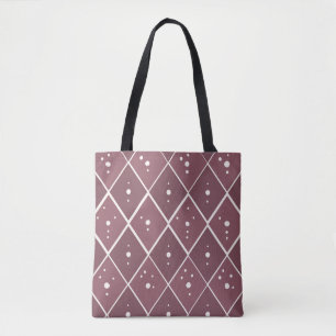 Dusty Mauve Elegant Diamond Pattern Boho Tote Bag