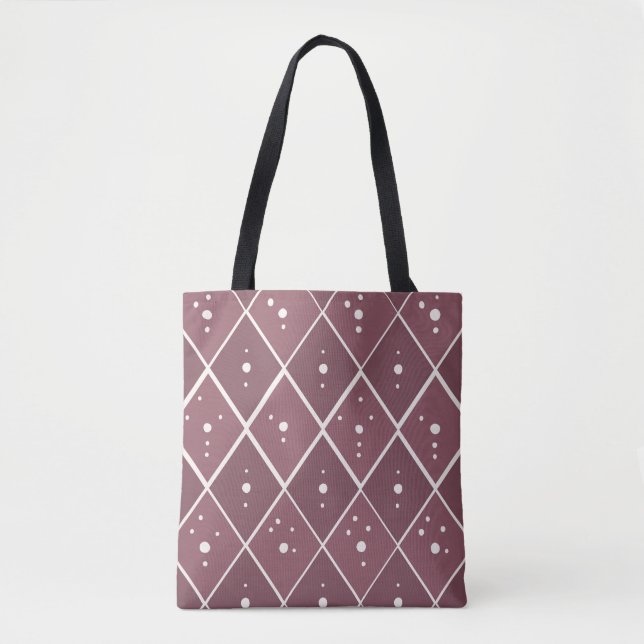 Dusty Mauve Elegant Diamond Pattern Boho Tote Bag (Front)