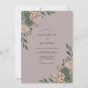 Dusty Mauve Eucalyptus Wedding Invitation