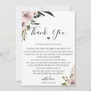 Dusty Mauve Floral Wedding Reception Thank You