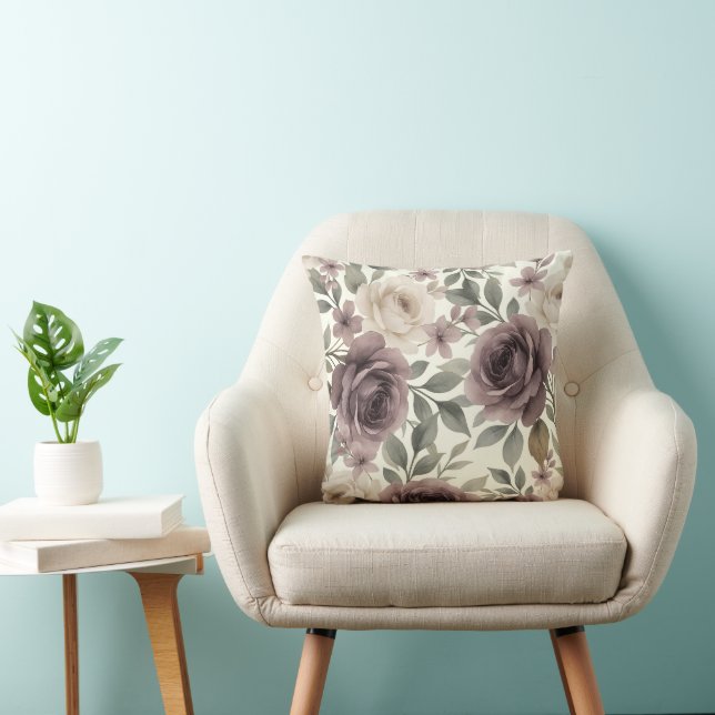 Dusty Mauve & Ivory Bloom Botanical Wedding Cushion (Chair)