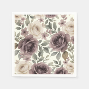 Dusty Mauve & Ivory Bloom Botanical Wedding Napkin