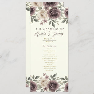 Dusty Mauve Ivory Bloom Botanical Wedding Program