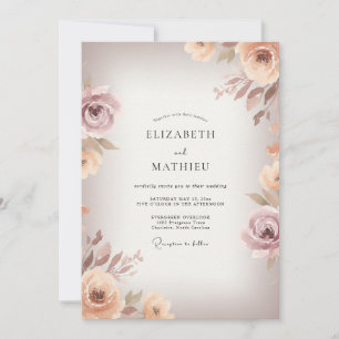Dusty Mauve Leafy Wedding Invitation