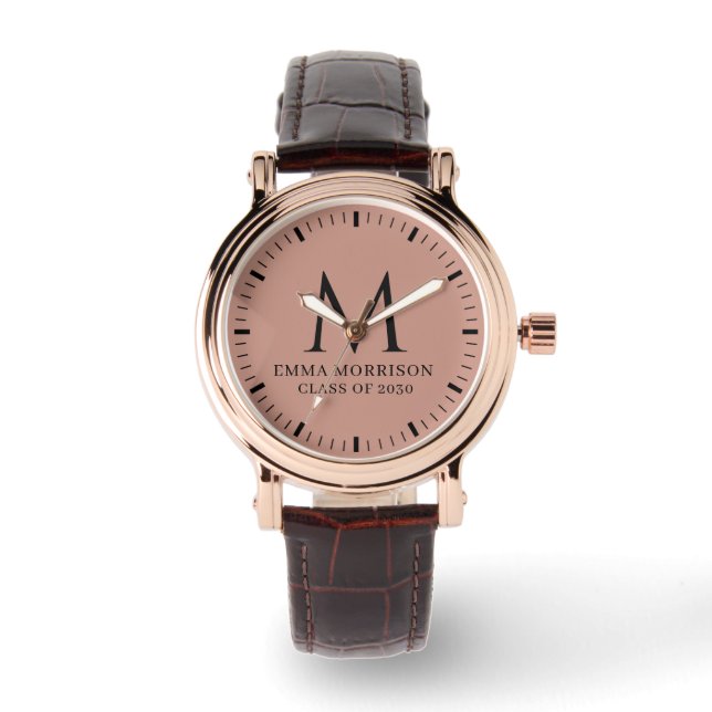 Dusty Mauve Monogrammed Women's Watch (Front)