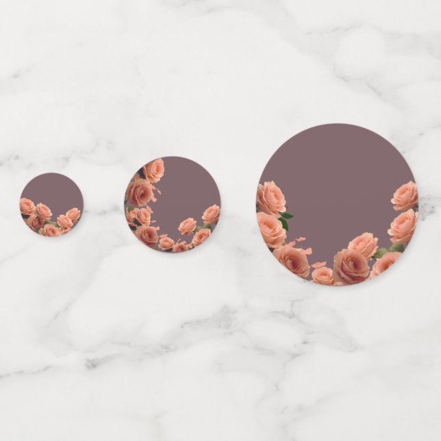 Dusty Mauve Peach Rose Petals Promises Wedding Confetti (Fronts)