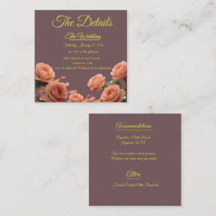Dusty Mauve Peach Rose Petals Promises Wedding Enclosure Card