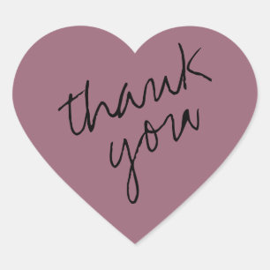 Dusty Mauve - Pink Heart Thank You Sticker