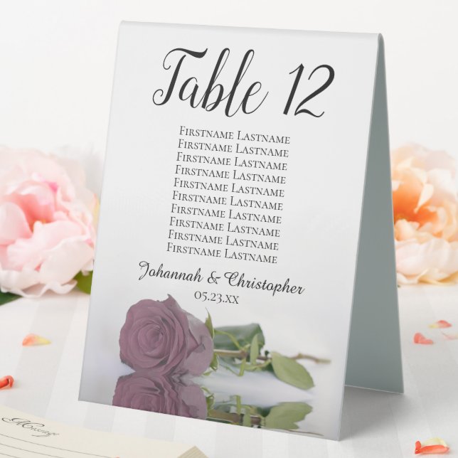 Dusty Mauve Pink Rose Wedding Seating Chart Number (In SItu (Wedding))