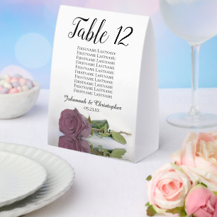Dusty Mauve Pink Rose Wedding Seating Chart Number