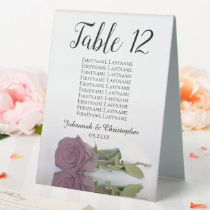 Dusty Mauve Pink Rose Wedding Seating Chart Number