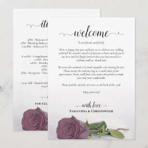 Dusty Mauve Rose Wedding Welcome & Itinerary Program