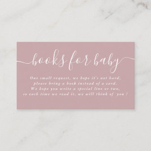 Dusty Mauve Typography Baby Shower Books For Baby Enclosure Card