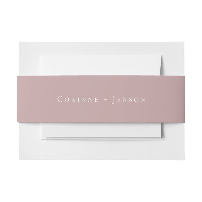 Dusty Mauve Wedding Invitation Belly Band (Front Example)