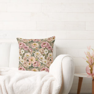 Dusty Mauve & White Roses  Cushion
