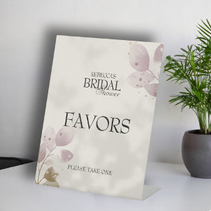 Dusty Muted Blush Pink Floral Bridal Shower Favors Pedestal Sign