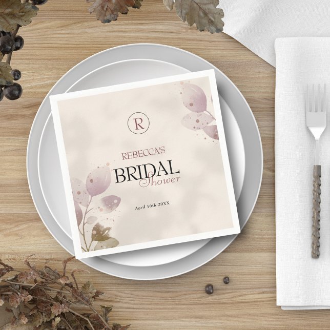 Dusty Muted Blush Pink Floral Bridal Shower Napkin (Creator Uploaded)