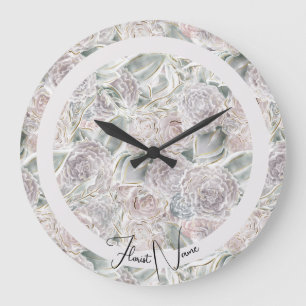 Dusty Muted Floral Cottagecore, Shop or Home Large Clock