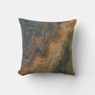 Dusty Navy Blue Burnt Orange Sage Abstract 16" Cushion