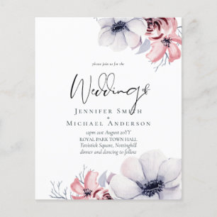 Dusty Navy Blue Coral Floral Script Wedding Budget