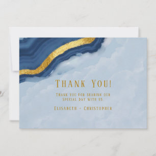 Dusty Navy Blue & Gold Agate Thank You Cards