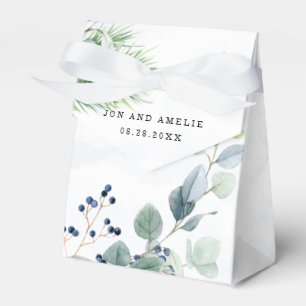 Dusty Navy Eucalyptus Greenery Rustic Wedding Favour Box
