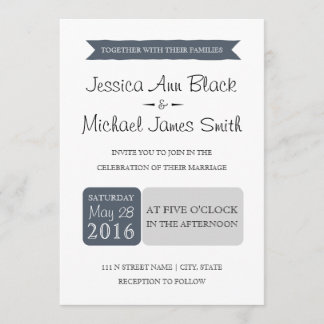 Dusty Navy & Grey | Wedding Invite