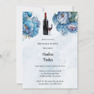 Dusty Navy Paint Peony Brunch & Bubbly Invitation