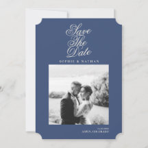 Dusty Navy Winter Photo Save the Date