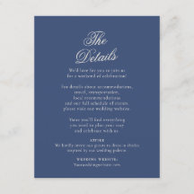 Dusty Navy Winter Wedding Details Card