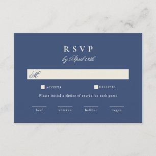 Dusty Navy Winter Wedding RSVP Card
