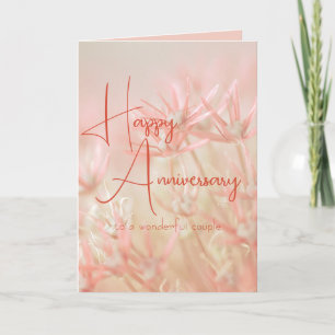 Dusty Orange Floral Background Anniversary Card