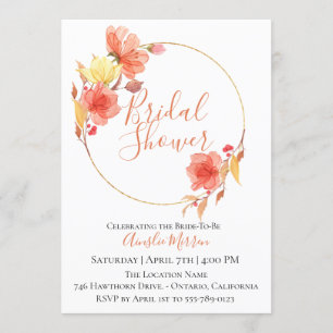 Dusty Orange Floral Bridal Shower Invitation