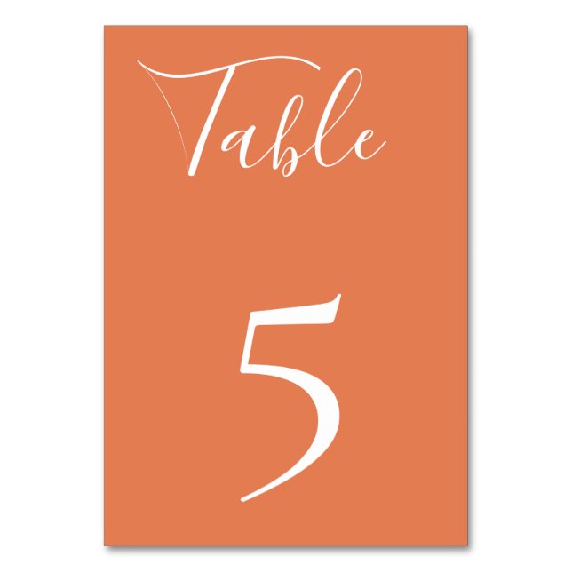 Dusty Orange Table Number Card (Front)