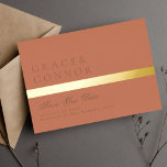 Dusty Orange Terracotta Stripe Photo Save The Date<br><div class="desc">Please contact us for additional stationery or questions... . This card is part of a unique suite and collection.</div>