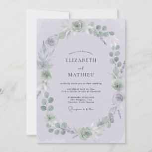 Dusty Pale Lilac Blossom Wedding Invitation
