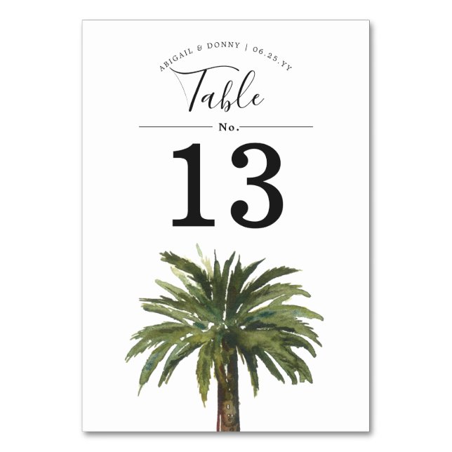 Dusty Palms | Beach Wedding Table Number (Front)