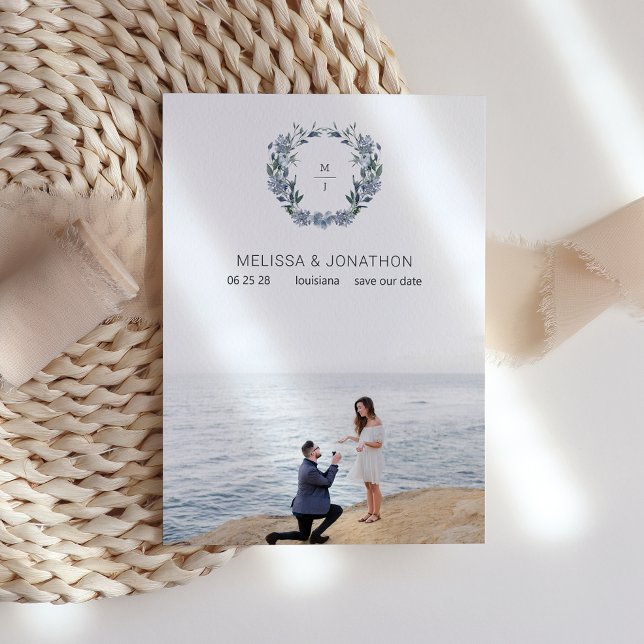 Dusty Pastel Blue Flowers Bride Save The Date (Creator Uploaded)