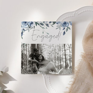 Dusty Pastel Blue Flowers Photo Engagement Party