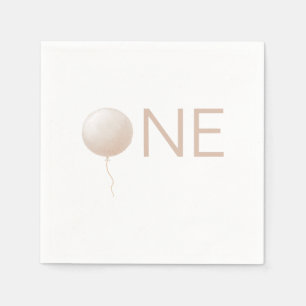 Dusty Peach Balloon Modern First Birthday Party Napkin
