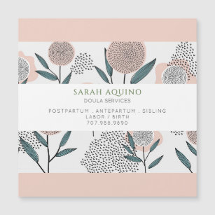 Dusty Peach Floral Doula Magnetic Business Card