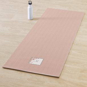 Dusty Peach Stripe Terracotta Butterfly Monogram Yoga Mat