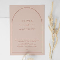 Dusty Peach Taupe Arch Wedding | Modern Photo + QR