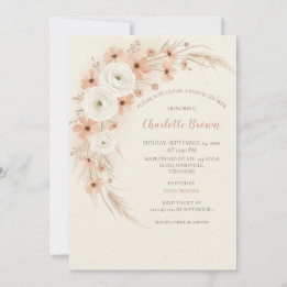 Dusty Peach Wildflower Bridal Shower Invitation