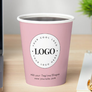 Dusty Pink Add Custom Business Company Logo Party Paper Cups