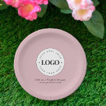 Dusty Pink Add Custom Business Company Logo Party Paper Plate<br><div class="desc">These paper plates,  featuring dusty pink background,  custom logo & text would be great for your business/promotional needs. Easily add your logo & other info by clicking on the "personalise" option.</div>