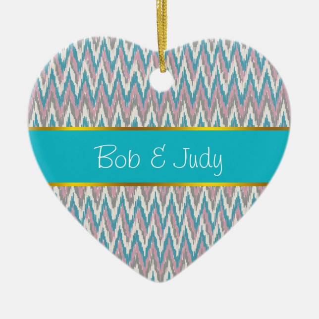 Dusty Pink and Blue  iKat Ceramic Tree Decoration (Front)