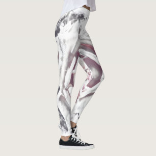 Dusty Pink and Charcoal Watercolor Rose Leggings