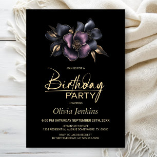 Dusty Pink and Grey Floral Any Age Birthday Party Invitation
